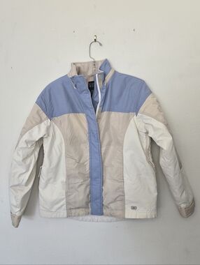GAP Colorblock Winter Jacket in Light Blue, Beige & White Youth XLarge
